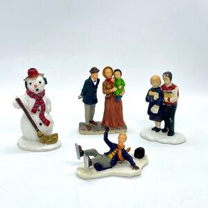 Lemax Figurines Christmas Village Accessories People Snowman Ice Skater Set Of 4